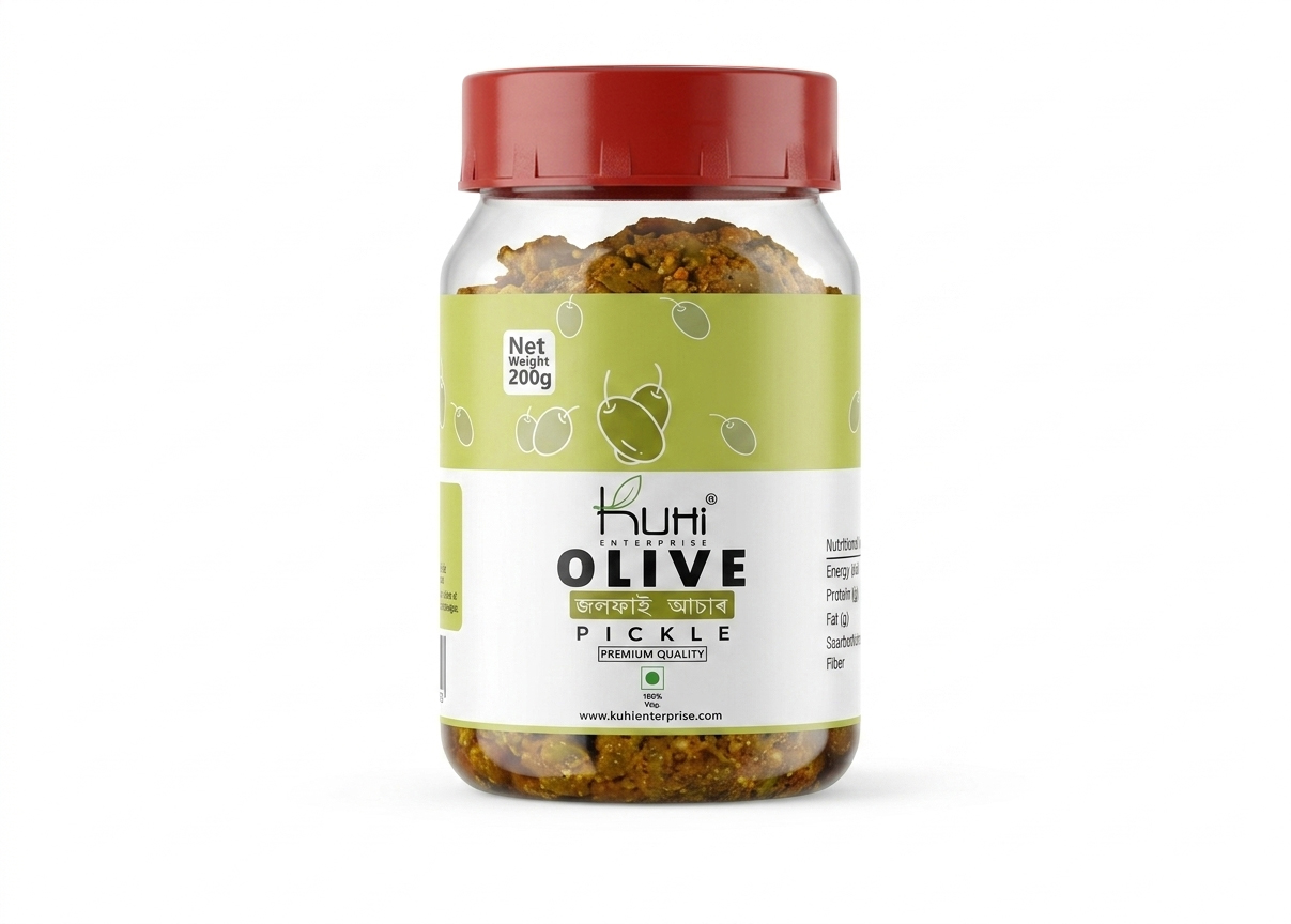 Kuhi Enterprise Olive Pickle Jaitoon Ka Achaar Added Naga king chilli Homemade 200